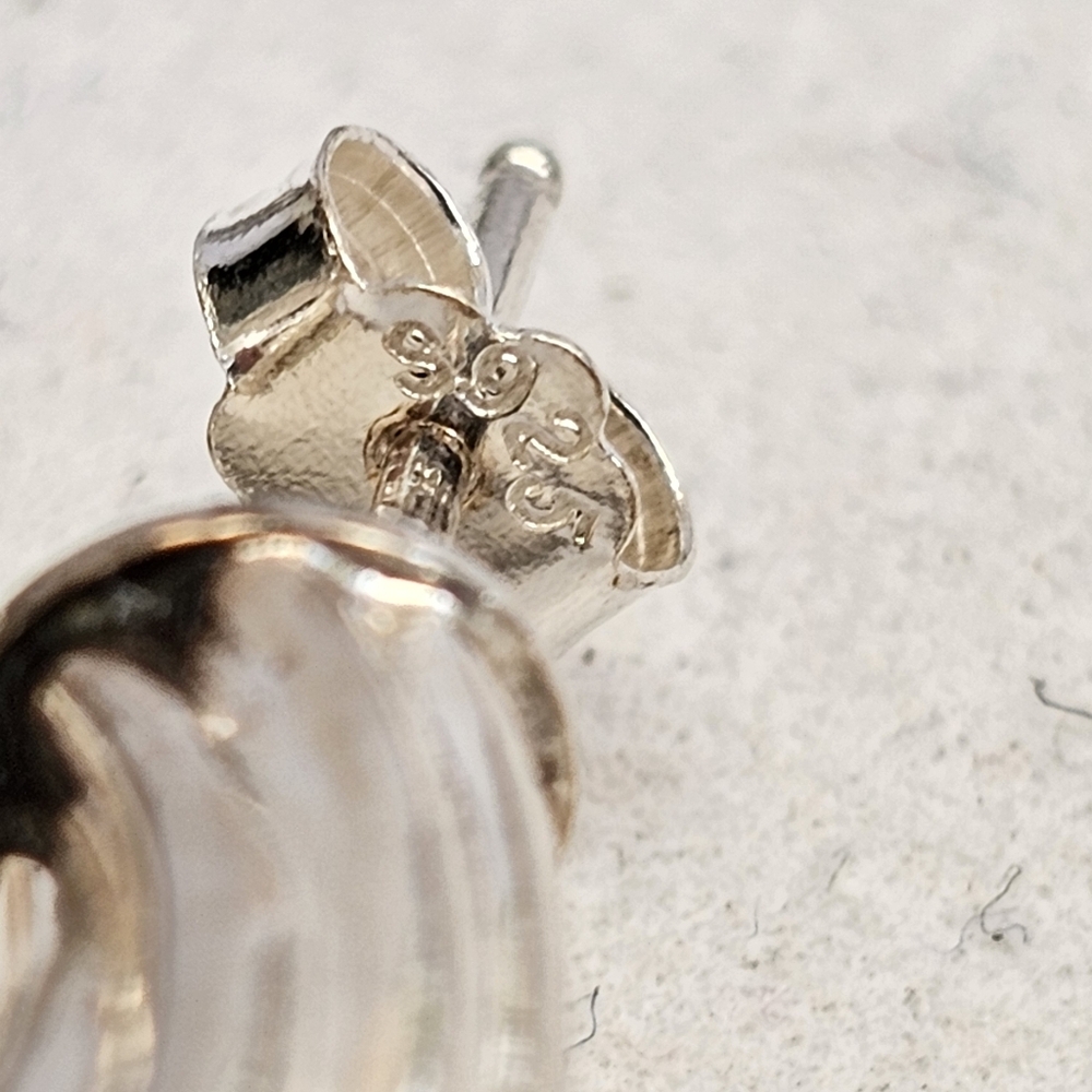 925 Earrings with Chunky Silvertone Stretch Bracelets SET! - Picture 10 of 12